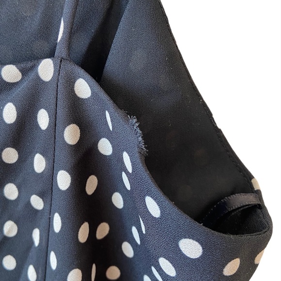 CDC BLACK AND WHITE POLKA DOT ASYMMETRIC MIDI DRESS, SLEEVELESS, SIZE 8 - Picture 10 of 12